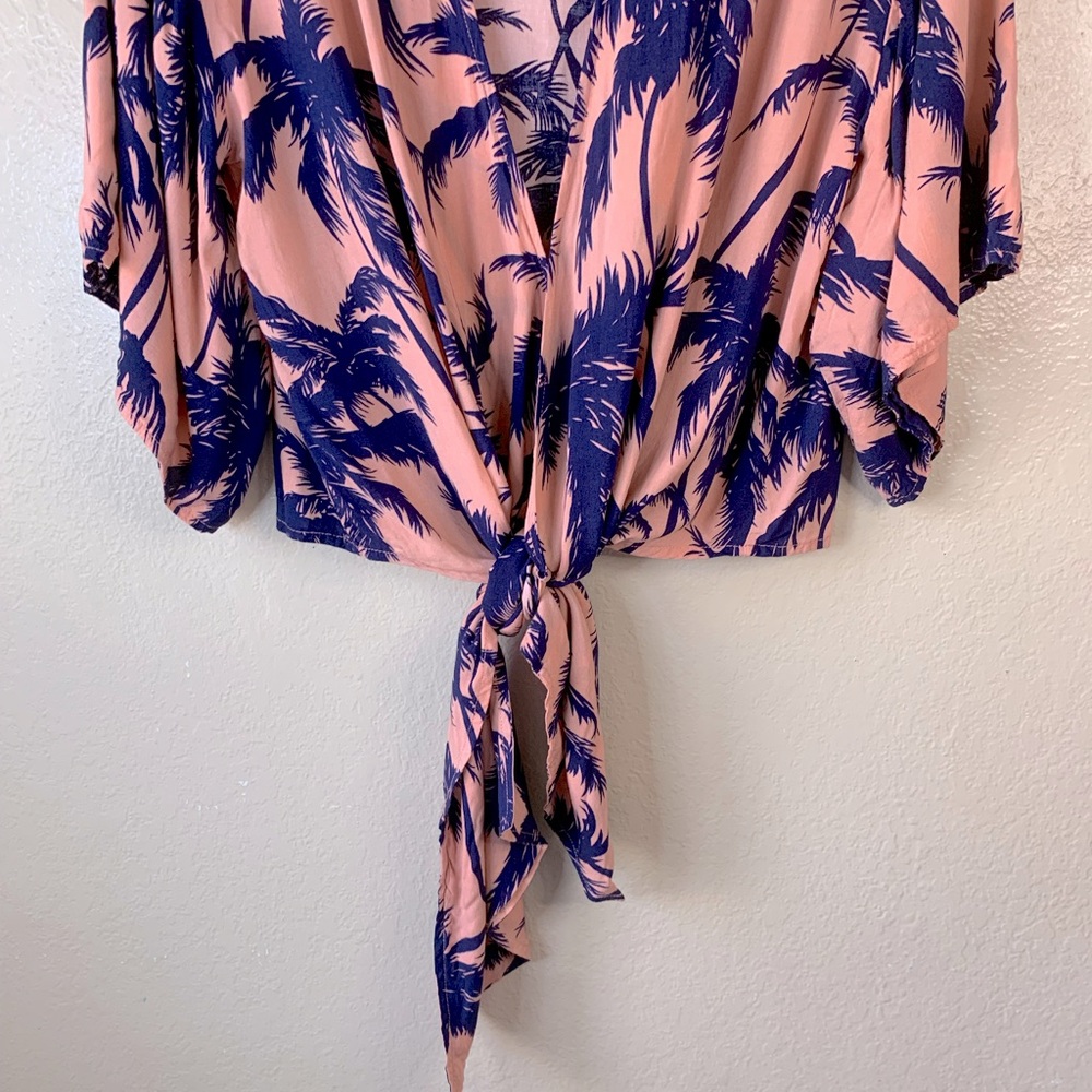 XIX Palms Tropical Palm Tree Front Tie Resortwear Caftan Size XS/S - Picture 5 of 8